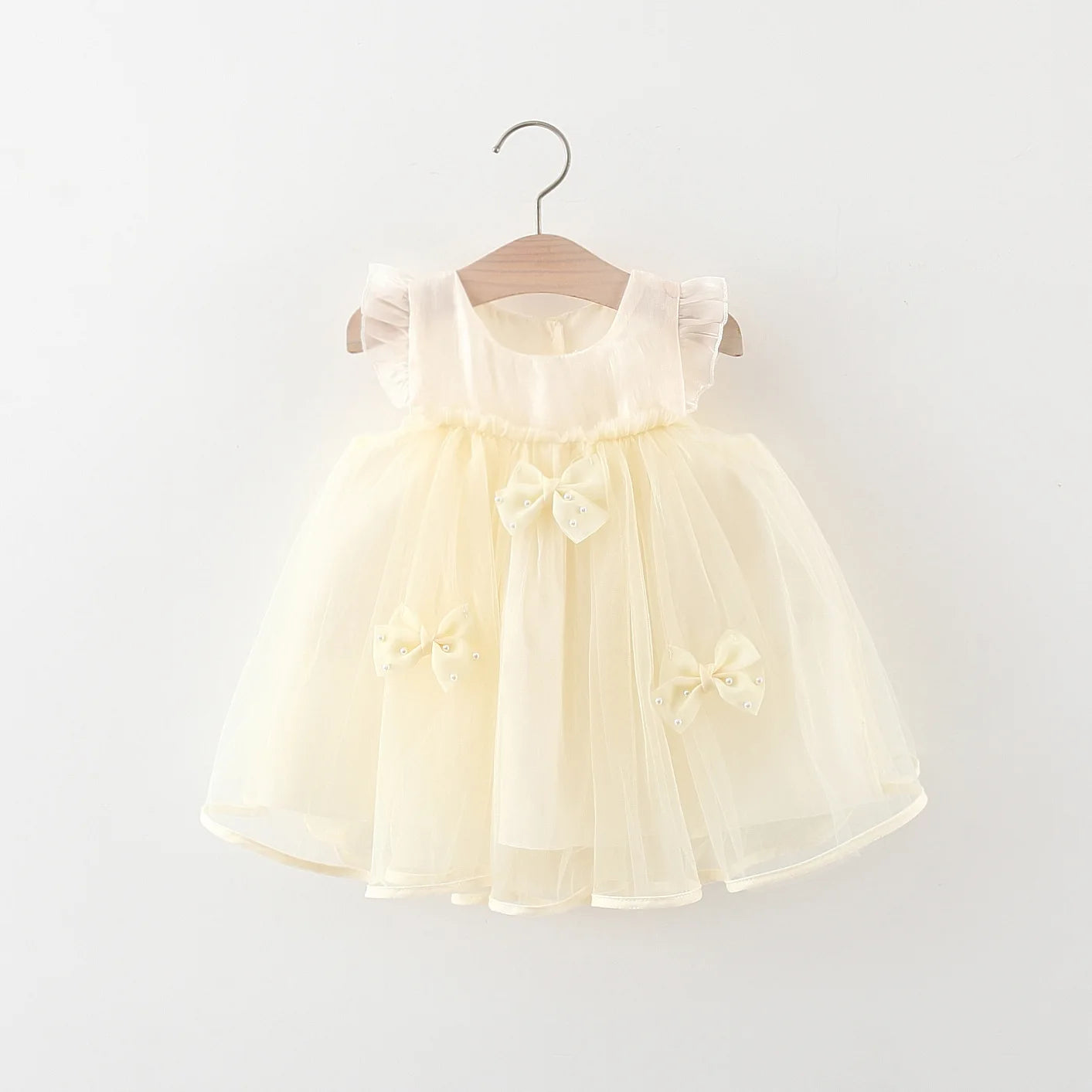 CloudWhimsy – Flying Sleeve Princess Dress with Bow for Little Girls
