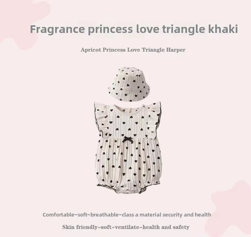 LittleRoyalty™ Baby Girl Summer Jumpsuit Set – Princess Style with Matching Hat