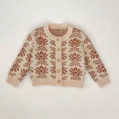 BlossomWarm – Baby Girl Jacquard Knit Coat & Harbin Set